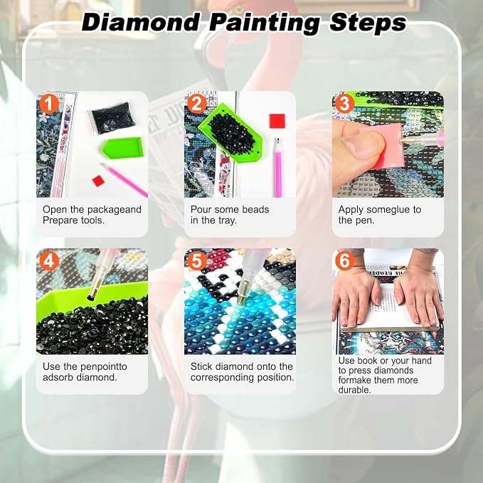 AIBOERL Diamond Art Kits for Adults,Flamingo Diamond Painting Wall Decor | Round Drill Bathroom Diamond Painting for Beginners DIY Rhinestone 5D Diamond dots(Gemstone Craft)Wall Art Gift 12x16IN