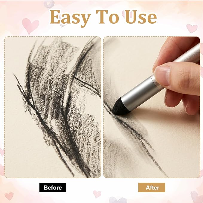 3PCS Oil Pastel Blending Tools, Artist Blending Sponge Pen, Sketch Rubbing Sponge Brush, Color Shaper Paint Mixing Tool for Drawing Smearing Blending Highlighting Detailing