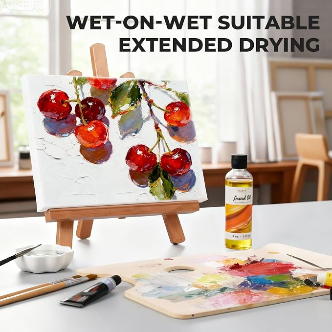 Nicpro Refined Linseed Oil, 120ml (4oz) Linseed Oil Medium for Painting | for Thinning Oils, Artists, Painting Thinner, Professionals to Enhance Flow, Translucency & Gloss