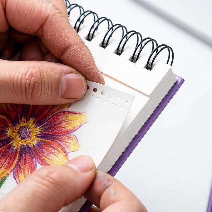 Soucolor 9x12 Sketch Book,100 Sheets Drawing Paper,Sketchbook for Teen Girl | Top Spiral Bound 68lb acid-free paper, Micro-perforated pages,Lay-flat top spiral ,Great for pencils, Pens & All dry media