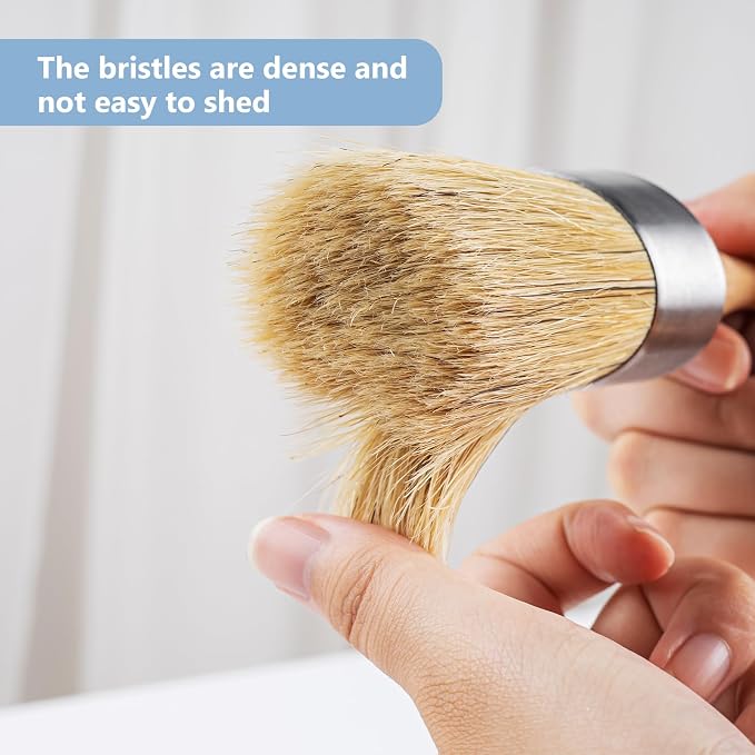 Mister Rui Chalk Wax Paint Brush 4 pcs, Large Wax Brush for Furniture | Natural Bristles Stencil Paint Brushes for All in One Paint, Acrylic Paint, Cabinets for Home Decor, Art Crafts, No Shedding