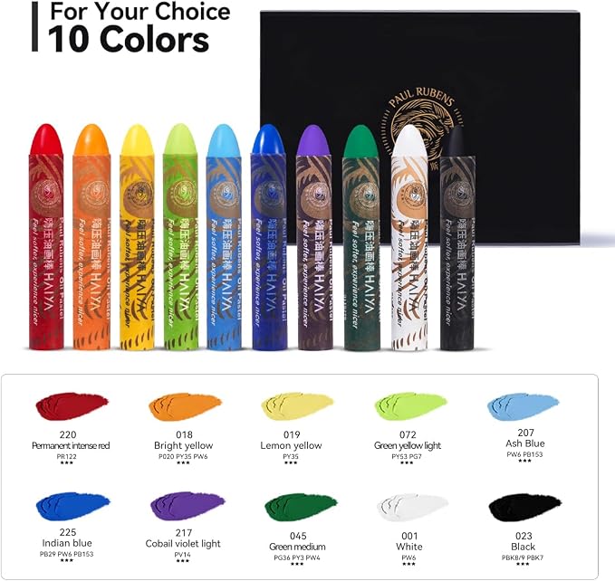 Paul Rubens Oil Pastels, 8 White Oil Pastels for Artists and Beginners
