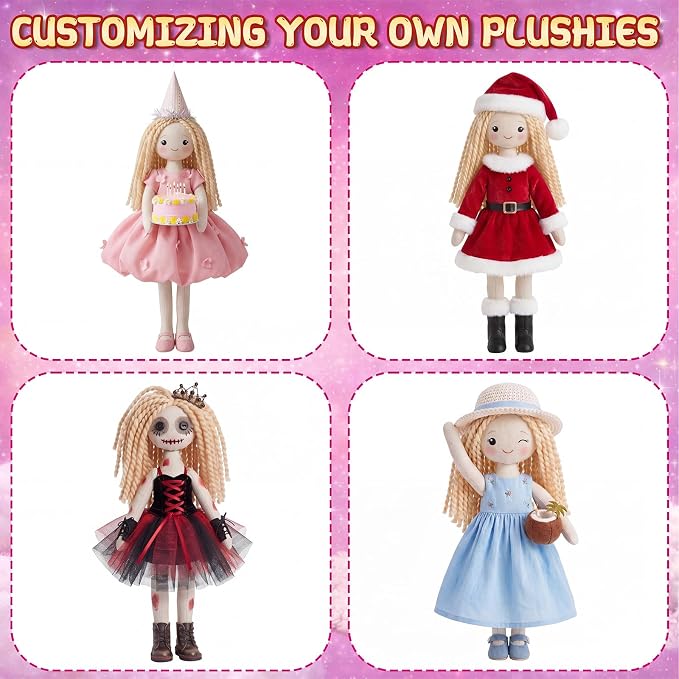 Soulchen 8 Pcs 7.8 Inch Make Your Own Doll Gift for DIY Blank Plush Craft Hair Stuffed Toys Graduation Gift Dress up Normal Body Fidget Toys Stress Relieving (Blonde)