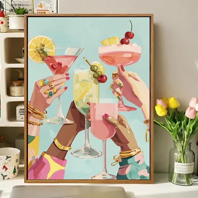 Paint by Numbers Kit for Adults, Adult Paint by Number Kits 16x20 Inch | Cocktail Paint by Numbers Kit for Adults, Acrylic Painting by Numbers, DIY Arts and Crafts for Gifts or Home Decor