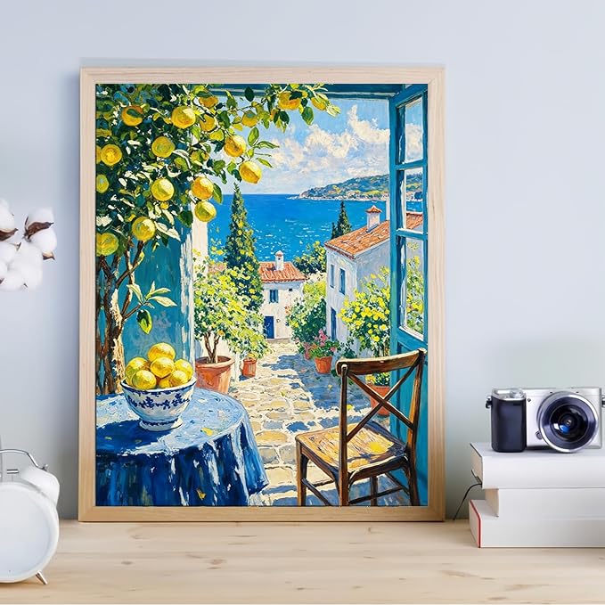 Beach Cute Lemons Paint by Numbers Kit for Adults Beginner (Without Frame)