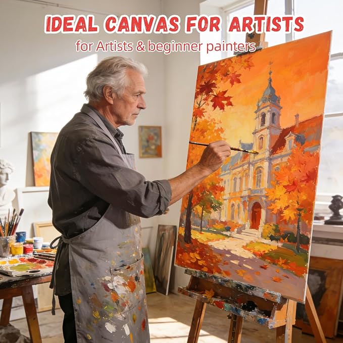 Simetufy 5 Pack 20"x30" Large Canvas Boards for Acrylic & Oil Painting | Paint Canvas Panels for Adults & Artists– 100% Cotton Acid Free Primed