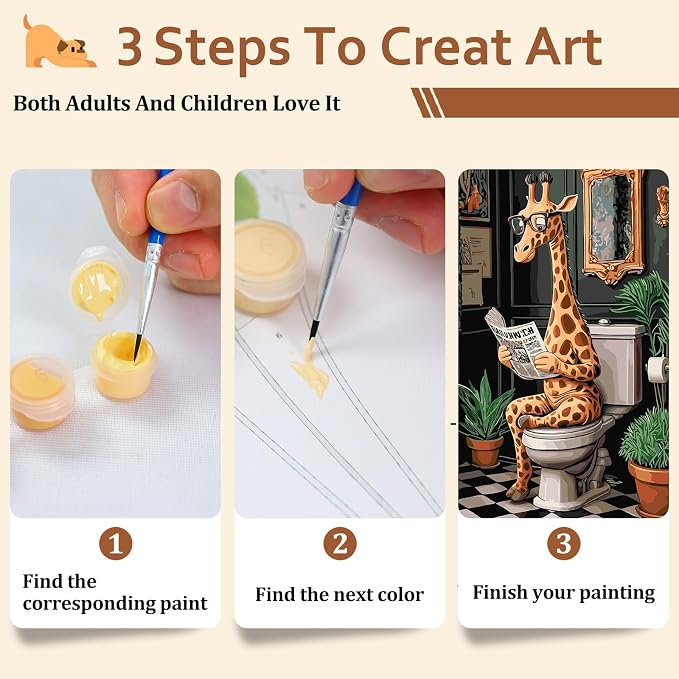 Reivworl Giraffe Paint by Numbers Kit for Adults Beginner 16×20 inch