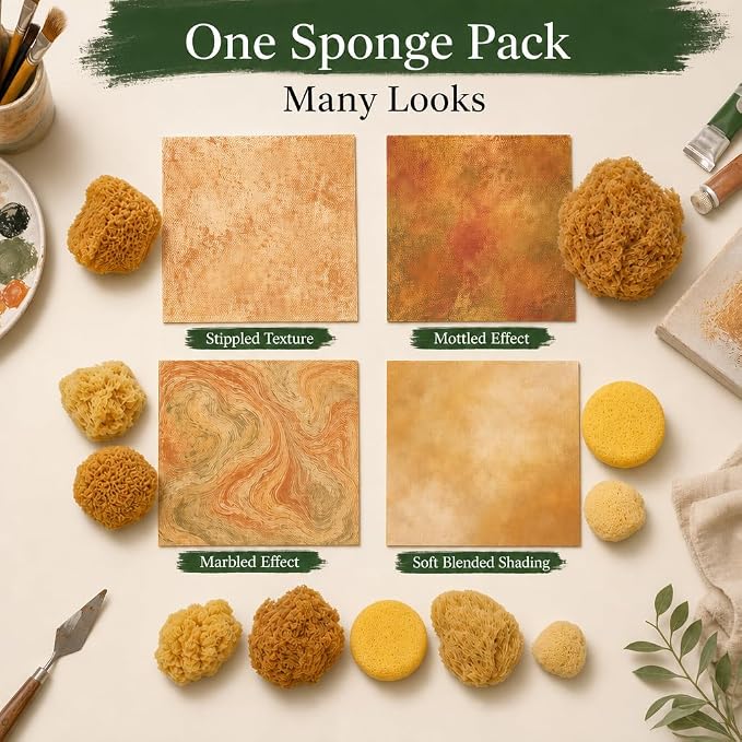 Natural Sea & Synthetic Sponges 7pk, Assorted Sizes, Painting & Crafts