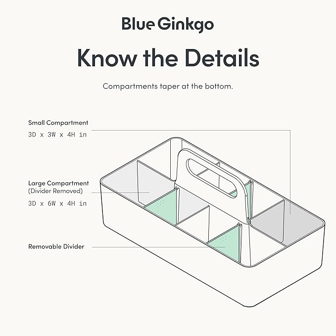 BLUE GINKGO Stackable Organizer Caddy, Long, Grey, Made in Korea