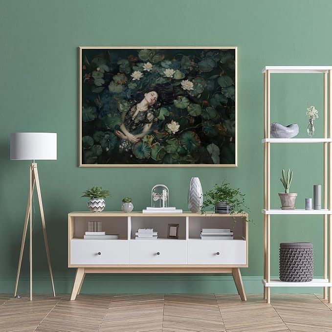 Water Lilies Paint by Numbers Kit for Adults Framed Canvas, Frameworkless