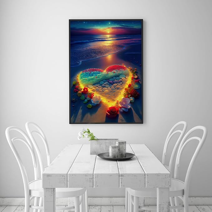 Heart Beach Diamond Painting Kits for Adults, Diamond Art Kits for Adults