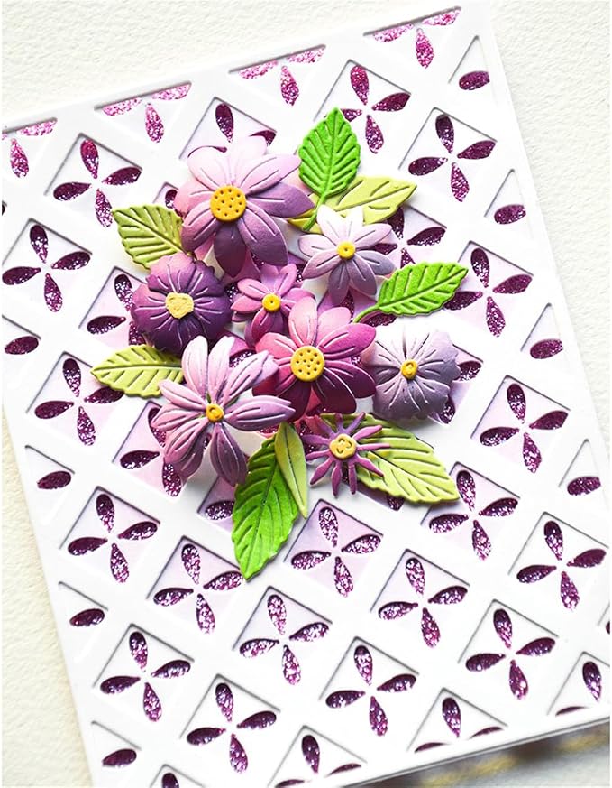 Annchaos Cutting Dies 3D Background Frame Metal Stencils Scrapbooking Tools DIY Craft Carbon Steel Embossing Template for Paper Card Making Album Arts Supplies (Frame 11-Flower 11.1x14.4cm)