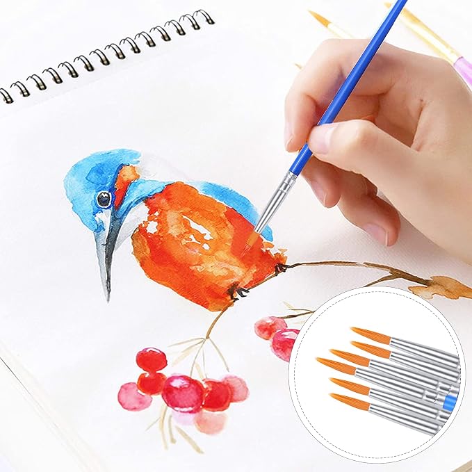 AROIC Small Paint Brushes Bulk,130pcs Nylon Hair Round Detail Brushes | Classroom Model Oil Watercolor Face Acrylic Painting,Paint Brushes Professional Artist and Kids Painting Kits