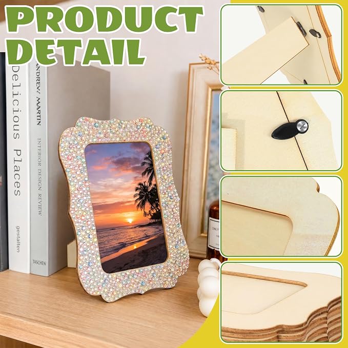 VOKOY 50 Pack DIY Wooden Picture Frames for Crafts,Vintage Wave Shape | DIY Wood Craft Picture Frames for 4" x 6" Photos,Unfinished Standing Wood Photo Frame,Wood Decorate for Birthday Party Gifts