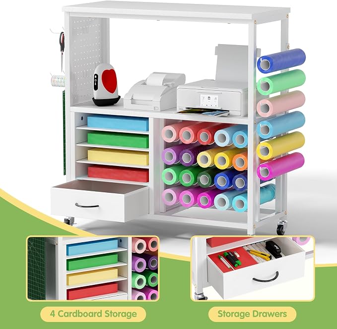 Rolling Craft Storage Cart, Compatible with Cricut Cutting Machines