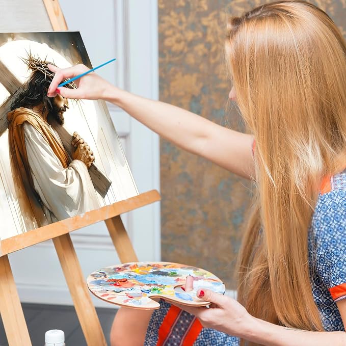 Paint by Numbers Kit for Adults, Jesus Cross Acrylic Canvas Painting Set | 16x16 Inch, Religious Christians DIY Number Painting Craft Kit, Home Wall Decor, Stress Relief Relaxing Hobby Gift