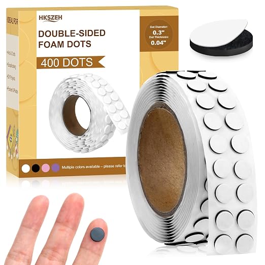 400 PCS 1mm Double Sided Foam Dots 0.3" Foam Round Dots 3D Foam Tape Craft Double Sided Dual Adhesive Foam Mounts Foam Pop Dots For Art Crafts Diy Handmade Scrapbook(Black,0.3" Diameter,1mm Thick)
