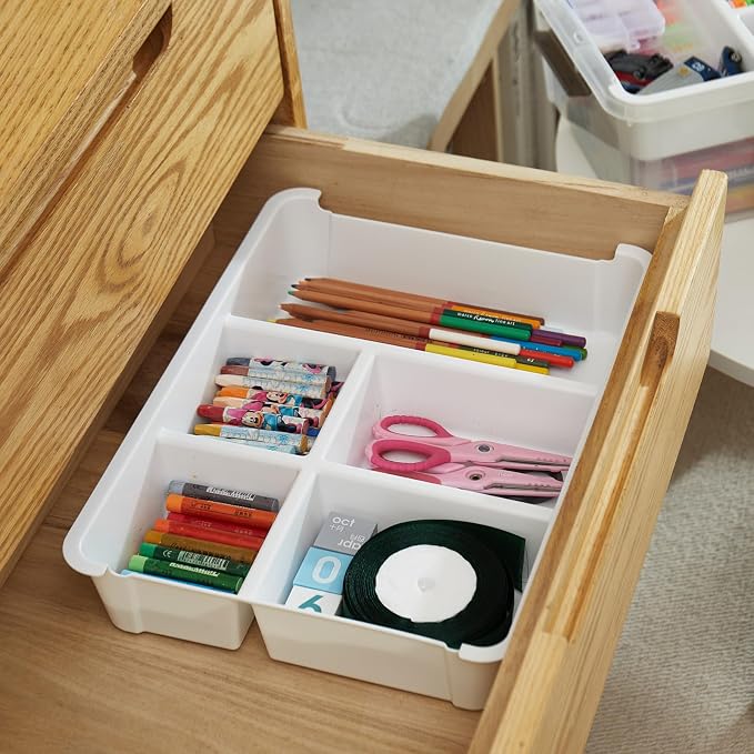 MACOPRO 17QT Clear Plastic Box Craft Storage Bin with Removable Tray & Lid | 1-pack container, art supply organizer for playdoh, sewing, beads & craft tools, space-saving stackable bins organization