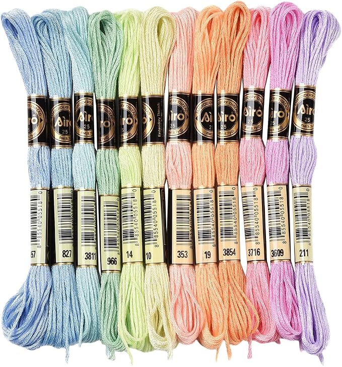 12 Skeins 105 Yards Macaroon Embroidery Floss String for Jewelry