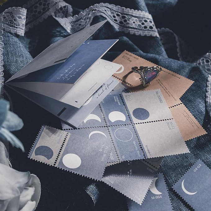 Doraking 63PCS Moon Embellishment Scrapbook Paper Packs for Journaling