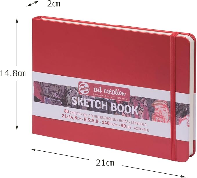 Talens Art Creation Sketchbook, Red, 80 Sheets, 8.3 x 5.8 in