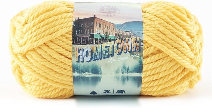 Lion Brand Yarn Hometown Yarn, Super-Bulky Yarn for Knitting, Crocheting, and Crafting, 1 Pack, Pittsburgh Yellow | Super Bulky Acrylic Fiber for Warm Crochet Blankets, Knit Winter Hats, Chunky Cardigans, Soft Scarves, Weaving