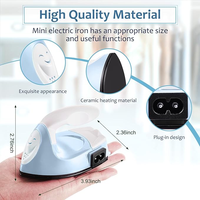 Honoson Mini Craft Iron with Charging Base Tiny,Light Blue