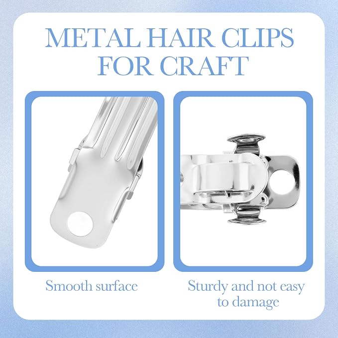 8pcs Blank French Barrette Hair Clips, 2 Sizes Metal Spring Snap Clips, Hair Styling Accessories for DIY Crafts for Women Daily Wear -Silver, 6cm, 8cm