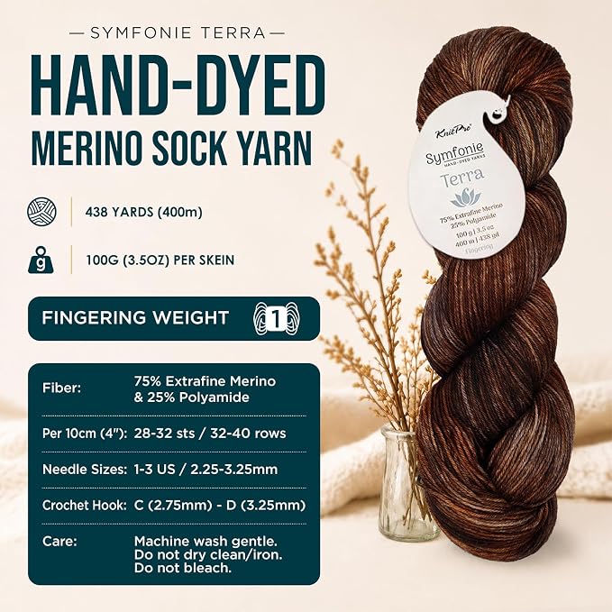 KnitPro Symfonie Fingering Weight Merino Wool Yarn 100g, Woodland