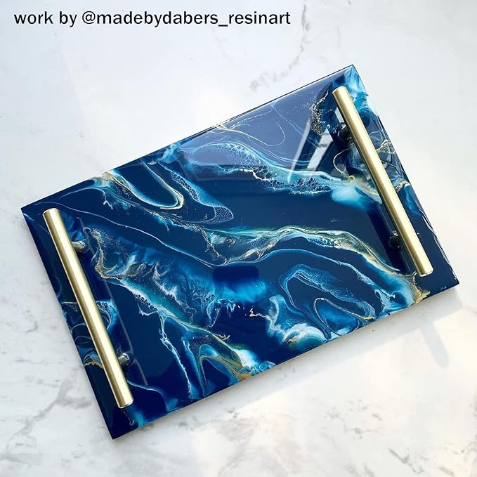 RESINWORLD Large Deep Flat Tray Mold with Handles, Rectangle Silicone Mold for Resin Casting