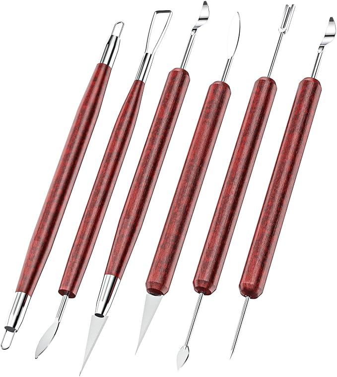 Clay Tools Sculpting, Double-Sided Polymer Carving Tools Kit, Wood Ceramic Tool Set for Pottery, Air Dry Clay, Polymer Clay, Sculpting, Modeling, Pumpkin Carving and Supplies