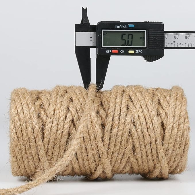 PerkHomy 5mm Jute Rope 105 Feet Twisted Heavy Duty and Thick Twine Rope for Cat Scratcher Scratching Post Tree Craft Projects Gardening Home Decoration Packing Bundling (105FT * 5mm) (Pack of 3)