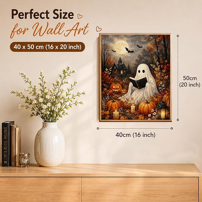 AUKELHJ Paint by Numbers Kit for Adults Beginner, Halloween, 16x20 inch | Paint by Number for Adults, Beginner Friendly, High-Definition Color Canvas, Stress Relief, Home Decor, Gifts, Unframed