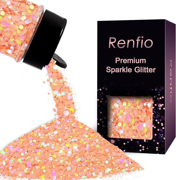 Renfio Holographic Pink Chunky Glitter for Snowglobe Tumbler,1.76oz/50g