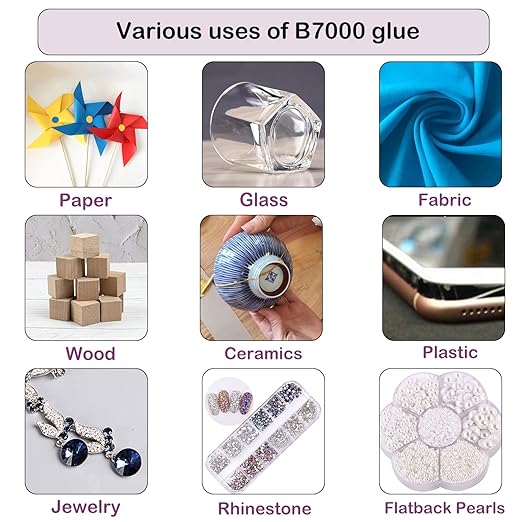 B7000 Jewelry Glue for Jewelry Making, FITTDYHE 2PCS 50ML/1.69 fl oz Clear B-7000 Glue Rhinestone, Multipurpose Super Adhesive for Phone Repair Nail Art Wood Glass Charms