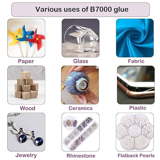 3.7oz B7000 Rhinestone Clear Glue for Jewelry Making, 110 ml Multipurpose Adhesive Jewlery Glue for Fabric, Tumblers, Rhinestones DIY Crafts, Nail Art, Makeup, Shoes, Cell Phones, Tablet, Wood