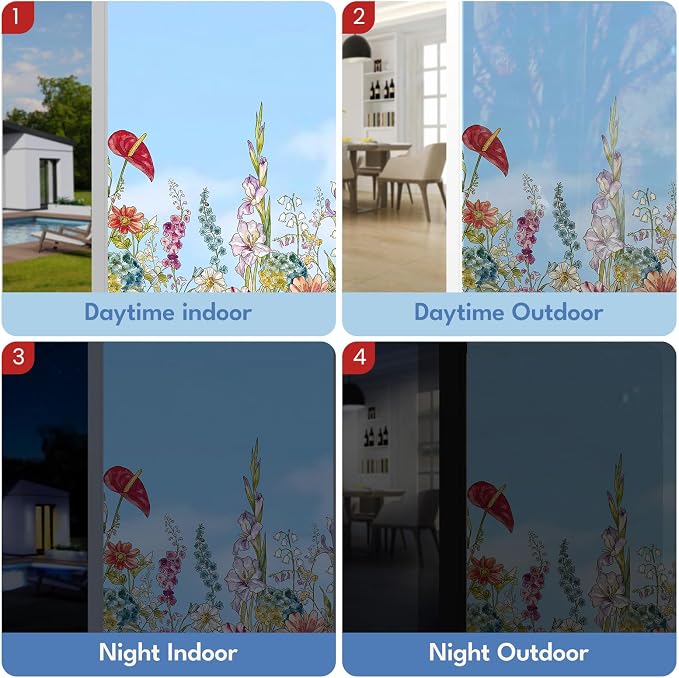 ADD.HERES Stained Glass Window Film, Window Film Decorative, 17.5 x 78.7 in
