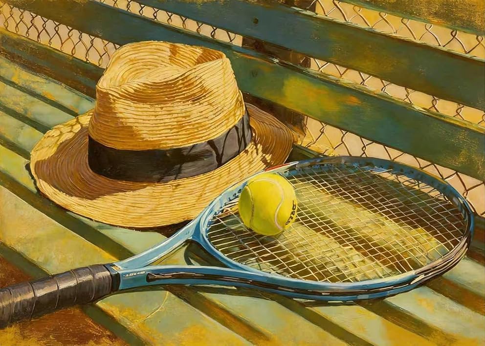 Tennis Diamond Art Kits for Adults, Retro Style Diamond Painting Kit Adults for Beginners, Round 5D DIY Dimond art,Full Drill Painting Kit Art and Crafts for Adults Home Wall Decor【15.7x11.8inch】