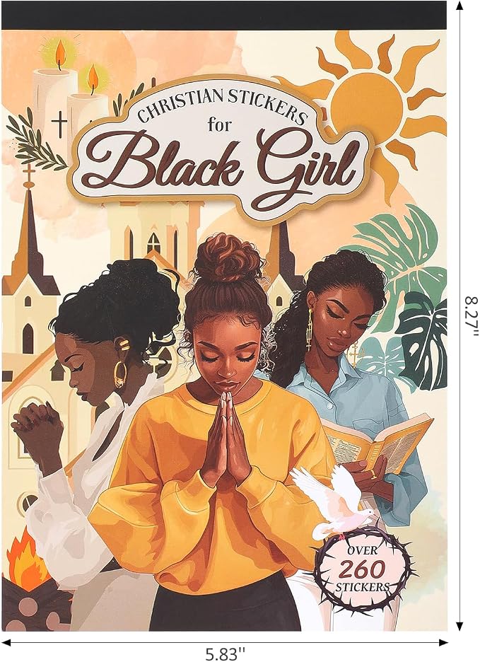 260+ Christian Stickers for Black Girls, Waterproof Vinyl Religious Bible Verse Sticker Book for Water Bottle Laptop Scrapbook Journaling Planner, Bible Study Prayer Vision Board Supplies for Women