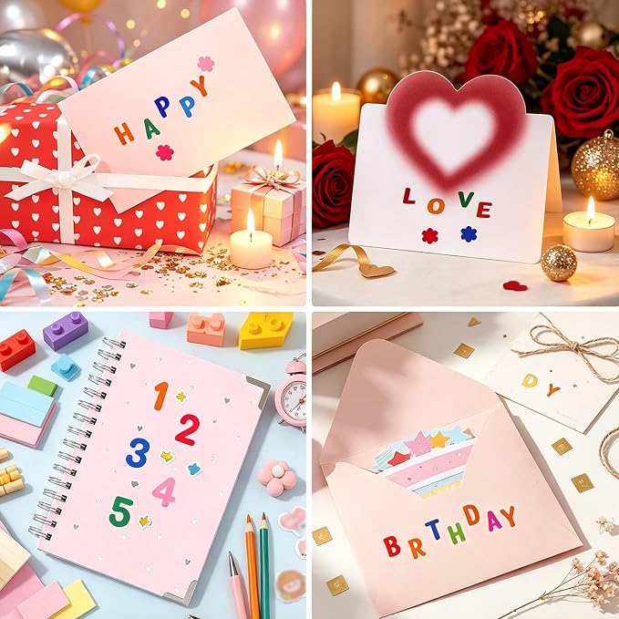 1512 Letter Stickers 12 Sheets Alphabet Stickers Vinyl Self-Adhesive Number Alphabet Vinyl Stickers, Mailbox Numbers Labels DIY Crafts Art Making, Decals for Sign,Scrapbook, Classroom Decor, Door