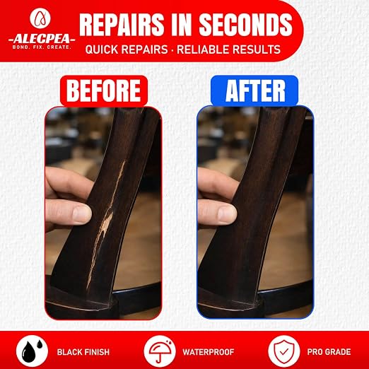 ALECPEA Black Wood Glue, Thick CA Glue for Dark Wood, 30g with 3 Droppers