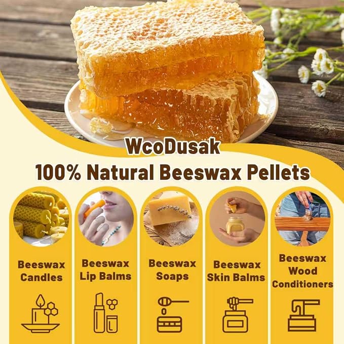 Beeswax Candle Making Supplies, 4LB Organic Beeswax Pellets with Wax Melter