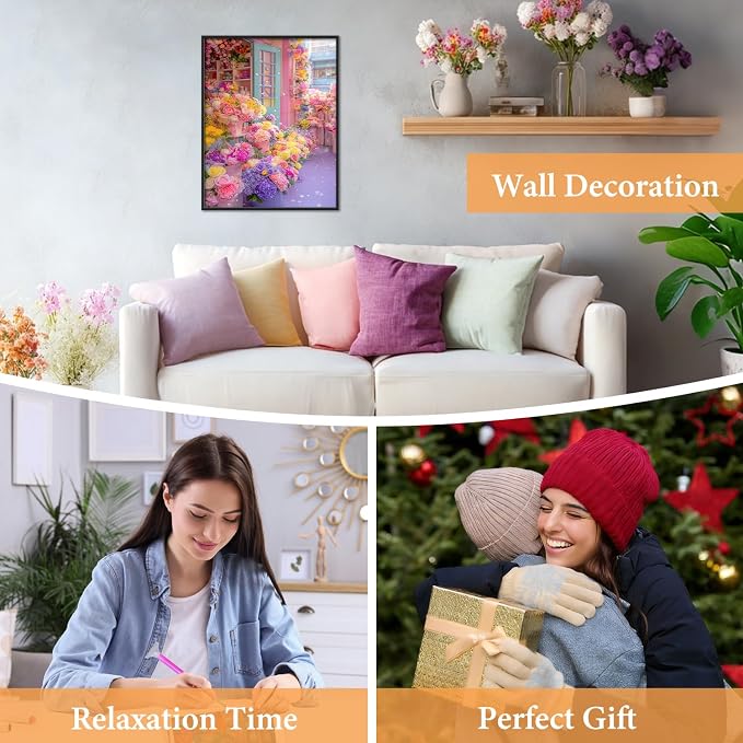 Amaieuin Flowers Diamond Art for Adults,Flowers 5D Diamond Painting for Adults,Flower Gem Art for Adults Home Decor and Gifts 12x16in