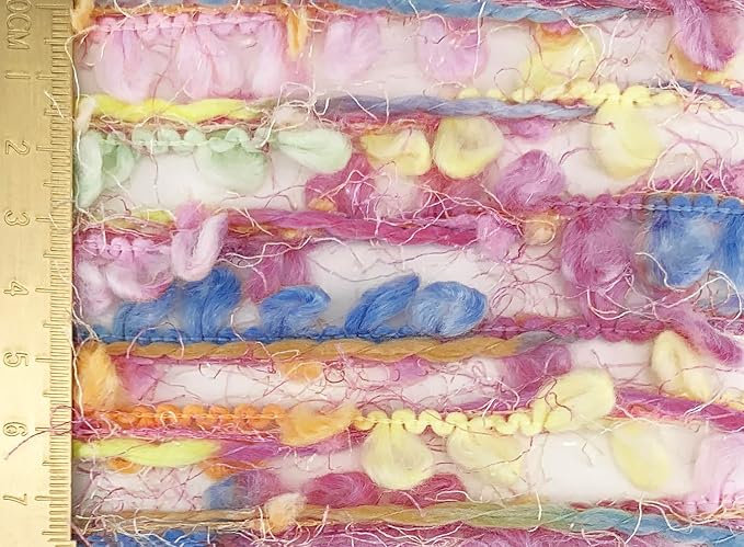 Artisanal Yarn Collection Multifiber Fancy Yarn for Knitting Crocheting Crafts DIY, Set of 3 Rolls (Pink & Deep Blue Bubbles)