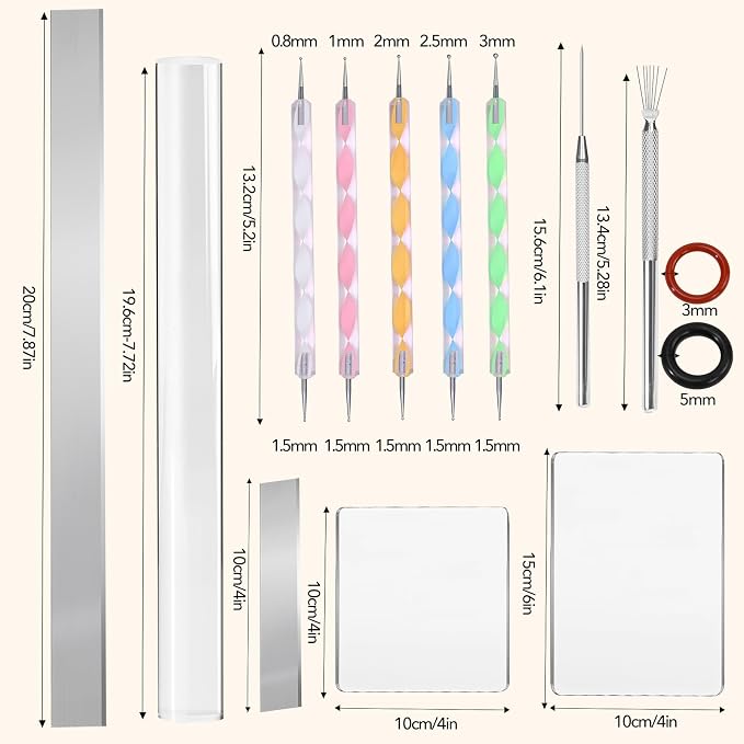 Polymer Clay Tools, Acrylic Clay Roller Pin, Polymer Clay Cutters Tools, Clear Rectangle Sheet Press Board Wire Texture Set Needle Detail Modelling Supplies