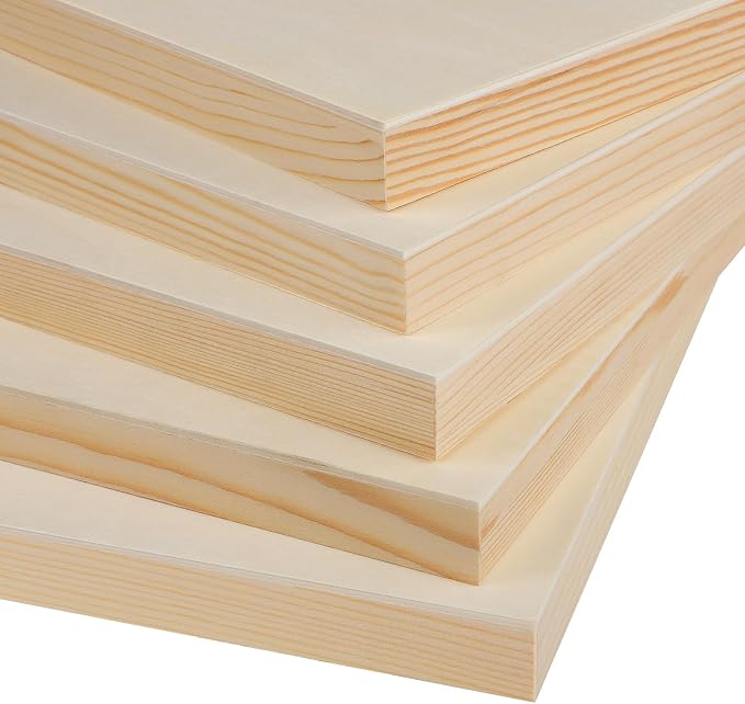 Aodaer 8 Pack Wood Panels 8 x 12 Inch Wooden Panels Canvas Unfinished Craft Wood Boards Panels for Art Crafts Acrylic and Oil Painting Pouring DIY Projects