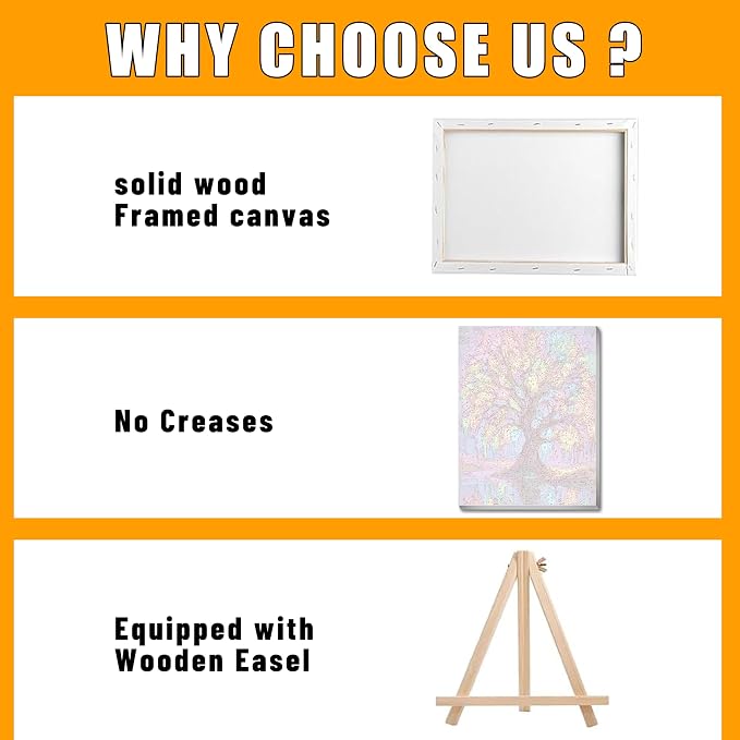 Ausanrl Tree of Life Paint by Numbers with Frame Wooden Easel-Tree Paint by Number Adult,Paint by Numbers Framed Canvas,Adult Paint by Number Kits on Canvas Framed Gifts and Home Wall Decor 12x16inch