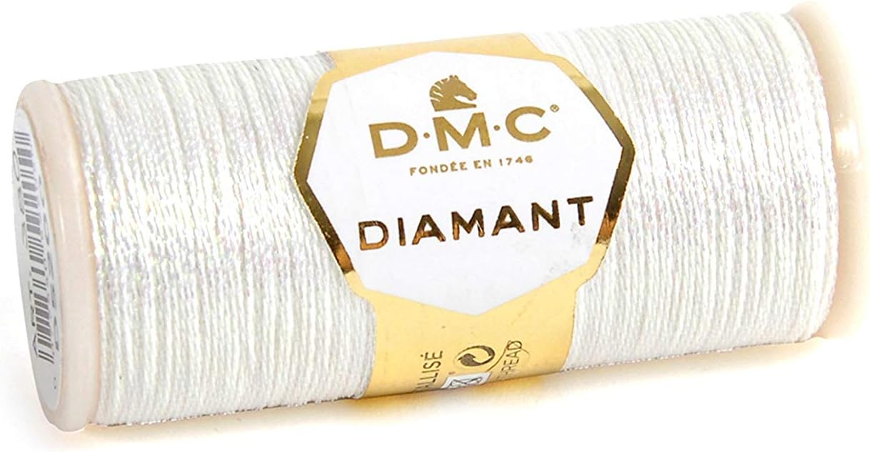 DMC Diamant Metallic Needlework Thread, 38.2-Yard, White
