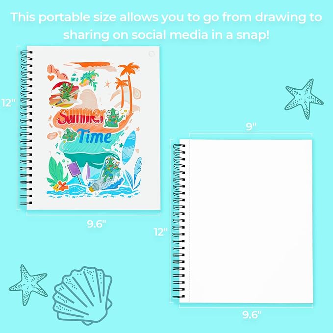 Ohuhu 9"x12" Double-Sided Bleedproof Marker Pad Art Sketchbook 60 Sheets | Large Sketch Book - 90 LB/150 GSM Smooth Drawing Paper - 60 Sheets/120 Pages - Spiral-Bound Sketch Pad for Alcohol Markers