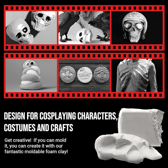 CALPALMY Air Dry Clay (1.1lbs Bag) - White Moldable Foam Clay for Cosplay - Airdry Soft Clay for Kids and Adults - Perfect Modeling Clay for Crafts, Sculpting, and Artistic Projects